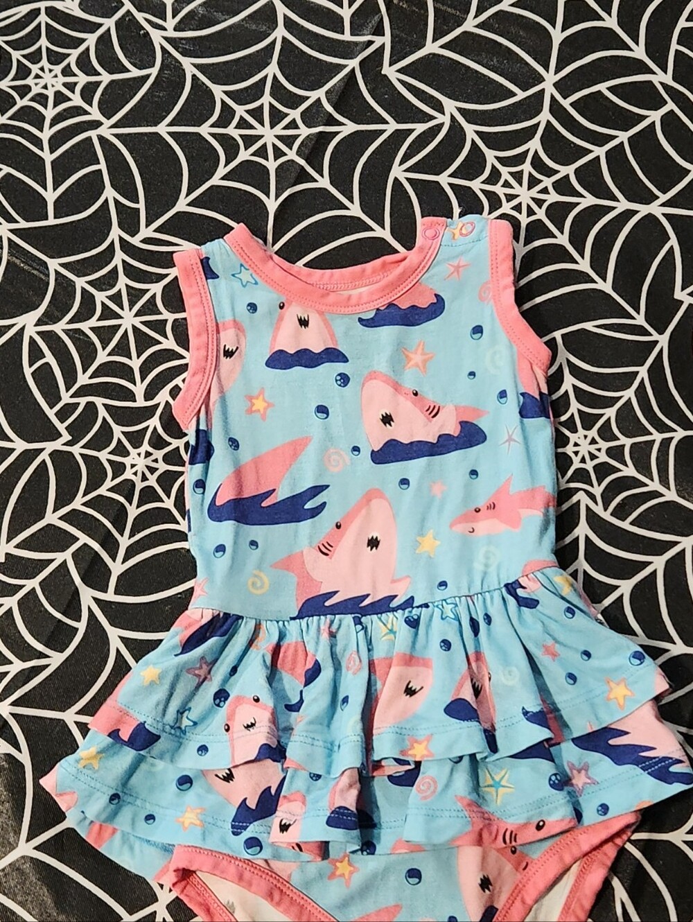 Birdie Bean Gwen Shark Bamboo Birdie Twirl Bodysuit Dress - Size 6-12M